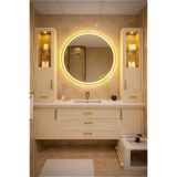eagle mirror 70 Cm Yuvarlak Ledli Banyo Aynası Dokunmatik Sensörlü Işıklı Ayna Gün Işığı 4000K