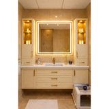 eagle mirror 80x80 Cm Kare Ledli Banyo Aynası Işıklı Ayna Dokunmatik Sensörlü Gün Işığı 4000K Duvar Aynası