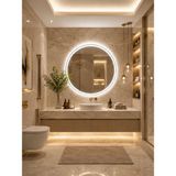 Eagle Mirror "endless2" Dekoratif Ledli Ayna Banyo Aynası Dokunmatik Sensörlü Ledli Kumlu - Beyaz - 90x90