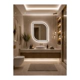 eagle mirror Soft Edge Dekoratif LED’li Banyo Aynası Dokunmatik Sensörlü Dimmerli Asimetrik Köşeli Işıklı Duvar Aynası