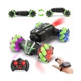 Eagle Stone Rc Dublör Araba, 4WD 2.4ghz Erkek Kız 8-12 Için Hareket Sensörlü Uzaktan Kumandalı Araba, Işıklı Sprey 360 ° Flipsli Canavar Kamyon, Çift Taraflı Dönen Yol Aracı - Yeşil