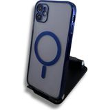Eaksesuarnet iPhone 11 Magsafe Lazer Silikon Renkli Kılıf (Kamera Lensi Açık) Mavi