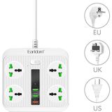 Earldom SC05 8‑in‑1 Çoklu USB Priz Dönüştürücü – PD / QC Hızlı Şarj & 4 USB Çıkışı, Çocuk Korumalı