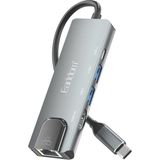 Earldom W27 5in1 1 Adet 4K HDMI / 2 Adet USB / 1 Adet Type-C Çıkışlı / 1 Adet RJ45 100 Mbps Ethernet Çıkışlı Type-C Girişli Hub Dönüştürücü - Gri
