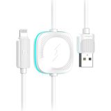 Earldom WC40 1.2m 12W USB To Lightning ve 2.5W Kablosuz Saat Şarj Çıkışlı 2in1 Hızlı Şarj Kablosu - Beyaz
