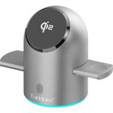 Earldom WC76 Gri 3in1 15W Telefon 2.5W Saat ve 5W Airpods İçin Dönebilen Kablosuz Şarj Standı