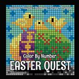 EASTER QUEST Color By Number (Black Backgrounds): coloring pictures hidden by 5 grids: hexagons, circles, triangles, rhomboids, squares (Color Quest Mystery Color By Number)