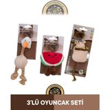 Eastland Catnipli Peluş Tavuk - Catnipli Hışırtılı Peluş Karpuz - Matatabili Peluş Fare Kedi Oyuncağı 3'lü Set - Kırmızı