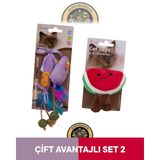Eastland Matatabive Catnipli Peluş Fare ve Şekerli-Hışırtılı Peluş Karpuz Oyuncak 2'li Set