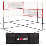 EastPoint Sports 4 yollu voleybol ve badminton ağı, açık hava, arka avlu, plaj, park, doğu kurulumu, beyaz