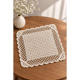 EastWest Trading El Örgüsü Vintage 60 Numara Pamuklu İp Küçük Dantel Masa Örtüsü - 20x20 cm