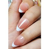 Easy Beauty 24 Adet French Protez Tırnak Görünümlü Badem Takma Tırnak Seti Yapıştırıcı Bant Hediyeli W1531