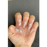 Easy Beauty 24 Adet Protez Görünümlü Takma Tırnak Seti Çift Taraflı Bant Törpü Portakal Çubuğu Hediye