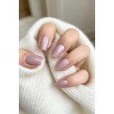 Easy Beauty 24 Adet Protez Takma Tırnak Seti Kısa Tırnak Küt Model - Dumanlı Simli Pembe