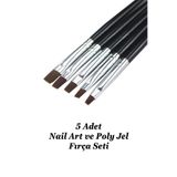 Easy Beauty 5 Adet Protez TIrnak Jel Fırçası Nail Art Fırça Seti Builder Jel ve Poly Jel Fırçası
