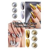 Easy Beauty 6 Adet Krom Tozu - Ayna Tozu - Gold ve Silver - Altın ve Gümüş Nail Art Tozu