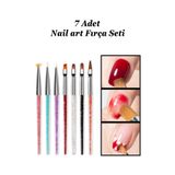 Easy Beauty 7 Adet Nail Art Protez Tırnak Fırça Seti. Kıl Fırça, French Fırça ve Jel Fırçası