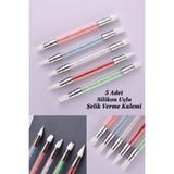 Easy Beauty Hamur Jel Şekil Verme Fırçası Nail Art Fırça Silikon Tırnak Fırçası 5li Set