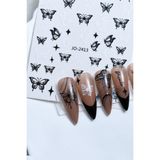 Easy Beauty Nail Art Sticker Kendinden Yapışkanlı, Tırnak Süsleme, Tırnak Dövmesi Stikı - Siyah - Beyaz