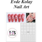 Easy Beauty Nail Art Sticker Kendinden Yapışkanlı, Tırnak Süsleme, Tırnak Dövmesi Stikır - 00-Siyah - Beyaz