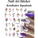 Easy Beauty Nail Art Sticker Kendinden Yapışkanlı, Tırnak Süsleme, Tırnak Dövmesi Stikır - Açık Beyaz - Gri