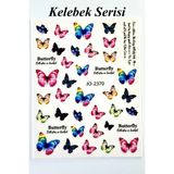 Easy Beauty Nail Art Sticker Kendinden Yapışkanlı, Tırnak Süsleme, Tırnak Dövmesi Stikır - Bej Rengi - Açık Mavi
