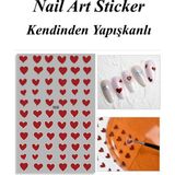 Easy Beauty Nail Art Sticker Kendinden Yapışkanlı, Tırnak Süsleme, Tırnak Dövmesi Stikır - Kırmızı Altın Parıltılı