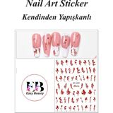 Easy Beauty Nail Art Sticker Kendinden Yapışkanlı, Tırnak Süsleme, Tırnak Dövmesi Stikır - Krem