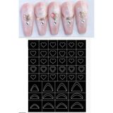 Easy Beauty Nail Art Sticker Kendinden Yapışkanlı, Tırnak Süsleme, Tırnak Dövmesi Stikır - Siyah - Bej
