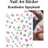 Easy Beauty Nail Art Sticker Kendinden Yapışkanlı, Tırnak Süsleme, Tırnak Dövmesi Stikır - Yeşil - Beyaz