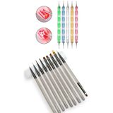 Easy Beauty Profesyonel Yüksek Kalite 9'lu Tırnak Süsleme Fırçası ve 5'li Dot Kalem Seti. Nail Art Fırça Seti