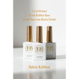 Easy Beauty Rubber Base - Ekstra Parlak Top Coat -Primer Seti 15ml – Kalıcı Oje ve Protez Tırnak