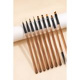 Easy Beauty Tırnak Süsleme Fırçası Profesyonel Yüksek Kalite 9'lu Nail Art Fırça Seti - Kahverengi Protez TIrnak Fırçası