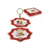 Easy Life 2 Katlı Porselen Kek Kurabiye Sunumluk Servis Tabağı 16 cm / 20 cm - Çok Renkli