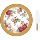 Easy Life Autumn Symphony Porselen Kek Servis Tabağı Ø 32 cm Dilimleyicili