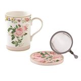 Easy Life Fine China Porselen Kulplu Bardak 350 ml Kapaklı Ve Metal Demlikli