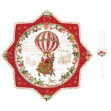 EASY LIFE Pasta Tabağı Yıldız 32 cm Porselen Pasta Kaldırıcılı