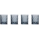 Easy Life Rölyef Süslemeli 4'lü 300 ml Mavi Cam Su Bardağı Seti