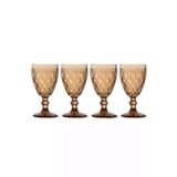 Easy Life Rölyef Süslemeli Amber 400 ml 4'lü Cam Kadeh Seti