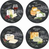 Easy Life World Of Cheese Porselen 4'lü Peynir Tabağı Seti - Siyah - Standart