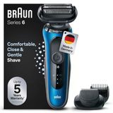 Easyclick Sakal Kesme Aparatlı Braun Series 6 Elektrikli Tıraş Makinesi, Sensoflex Erkek Elektrikli Tıraş Makinesi, Islak ve Kuru, Erkeğe Hediye, Almanya'da Üretilmiştir, 61-B1500S, Mavi