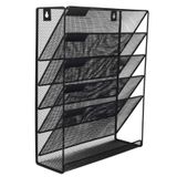 Easypag Mesh Duvara monte dosyası Holder Organizer literatür Rack 5 gözlü 6 Tier Siyah