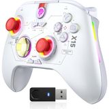 Easysmx X15 - Kablosuz Gamepad - Hall Effect Stick - Hall Triggers - Drift & Dead Zone Yok, 7 Rgb- Pc, Android, Steam ve Switch Uyumlu - Beyaz