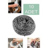 Easyso 10 Adet Poşette Temizlik Ovma Teli Bulaşık Teli - Gri