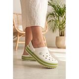 Easystep - Ekru - Yeşil Hafif Eva Sabo Terlik, Ergonomik Tabanlı Nefes Alabilen Islak Zemin Uyumlu Kemerli Hastane, Plaj, Ev Ve Günlük Kullanım Terliği - Clog Sandalet