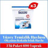 Easyway Okyanus Esintili Kokulu - Yüzey Temizlik Havlusu 3lü Fırsat Paketi - 230 Yaprak x 3 Adet