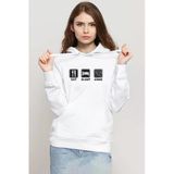 Eat Sleep Anime Beyaz Kadın 3İp Kapşonlu Sweatshirt