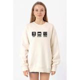 Eat Sleep Anime Ekru Kadın 2ip Sweatshirt