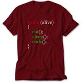 Eat Sleep Code Yazılımcı Kırmızı Tişört Liyada - 5XL