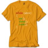 Eat Sleep Code Yazılımcı Sarı Tişört Liyada - 5XL